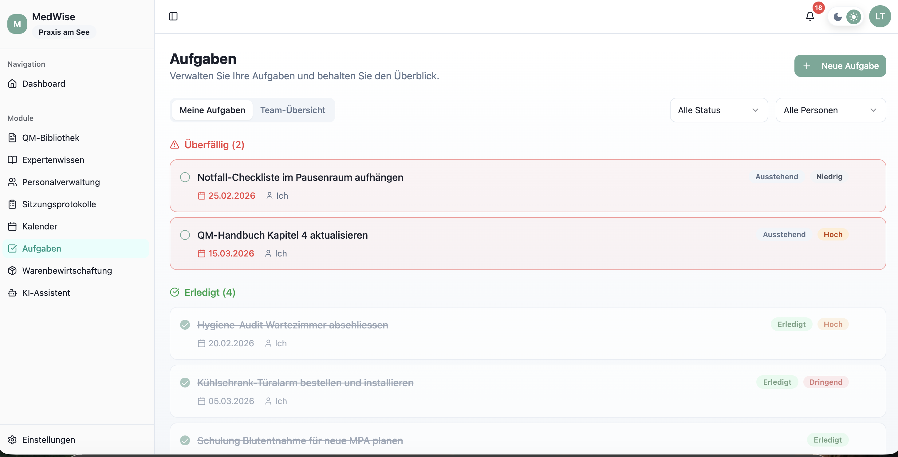 Aufgabenübersicht